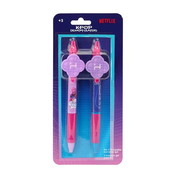 Safta K-Pop Demon Hunters Pack de 2 Boligrafos Borrables - Presentado en Blister - Tinta de Calidad - Ergonomicos - Multicolor 1