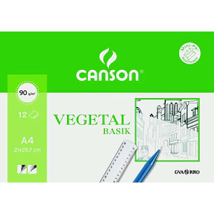 Canson Vegetal Basik Minipack de 12 Hojas A4 - 21x29.7cm - 95g - Color Transparente