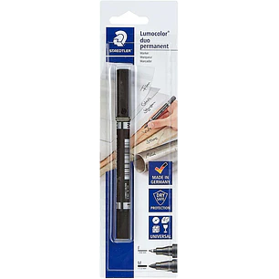 Staedtler Lumocolor 358 Rotulador Permanente de Doble Punta - Trazos de 0.6mm y 1.5mm Aprox - Secado Rapido - Color Negro