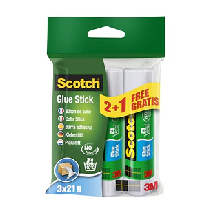 Scotch Pack de 3 Pegamentos en Barra Adhesivo Solido - 21gr por Unidad - Promocion 2 + 1 Gratis - Color Transparente