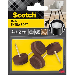 Scotch Pack de 4 Almohadillas de Fieltro con Clavo - Extrasuaves - Diametro de 25mm - Color Marron