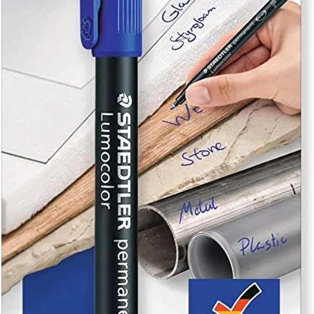 Staedtler Lumocolor Permanent 317 Rotulador Permanente de Punta Fina - Trazo 1mm -  Para Casi Todas las Superficies - Secado Rapido - Color Azul 1