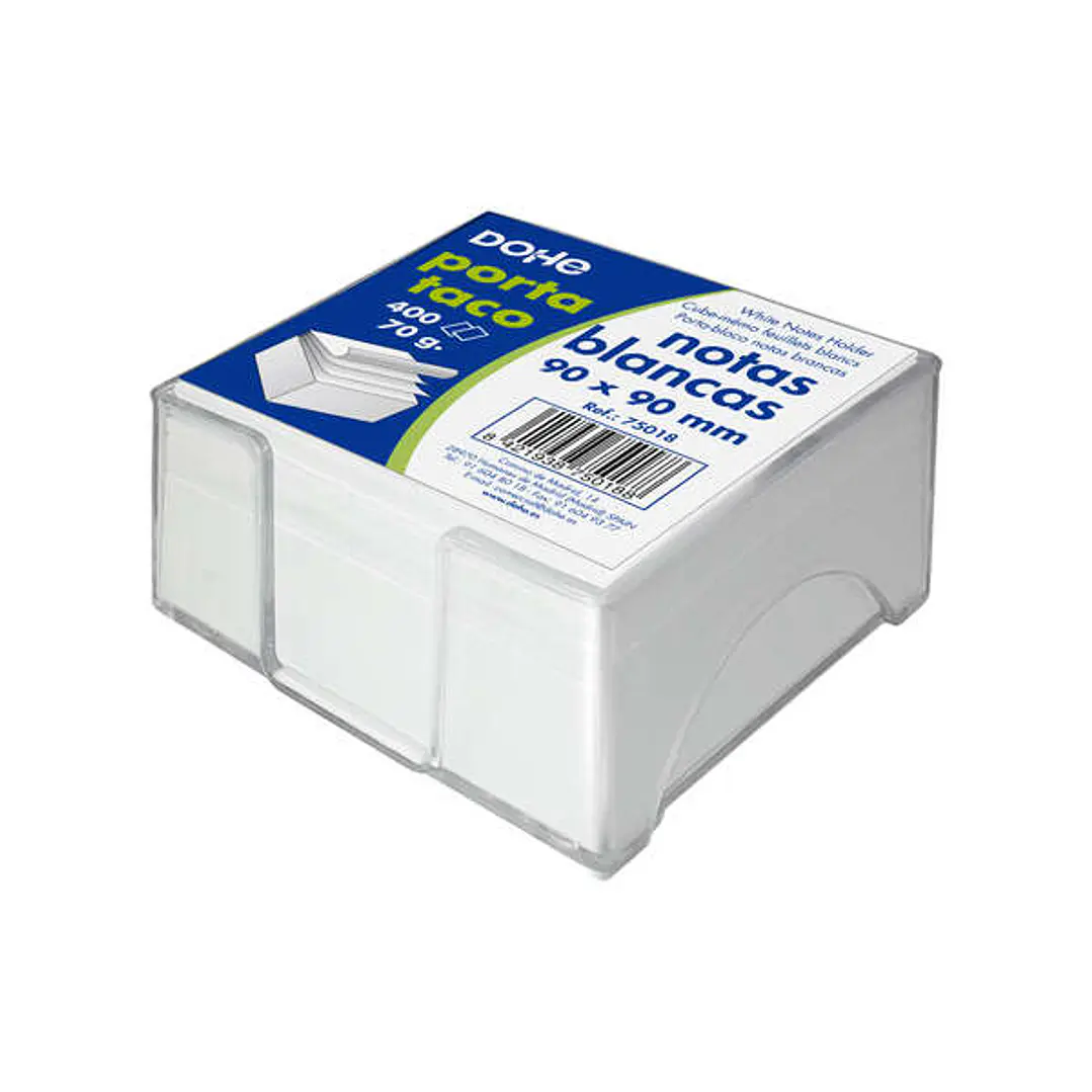 Dohe Soporte de Sobremesa con Bloque de Notas - 90x90mm - Papel Blanco de 70g - Fabricado en Plastico Inyectado Transparente 1