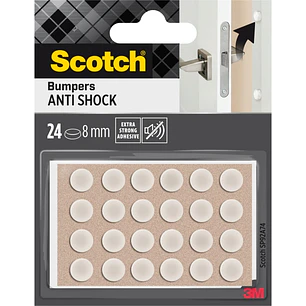 Scotch Topes Adhesivos para Muebles - Antichoque - Diametro de 8mm - Paquete de 24 - Color Blanco
