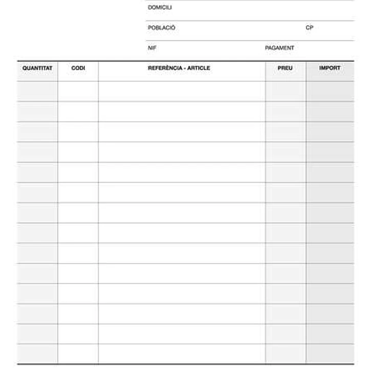 Apli Talonario Factura 1/4 Duplicado Natural Catalan - Numeracion Secuencial - Papel Autocopiativo - 63 Copias - Colores Original Blanco, Copia Amaril 1