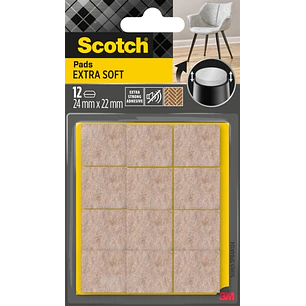 Scotch Pack de 12 Almohadillas de Fieltro Adhesivas - Extra Suaves - 24  x 22mm - Color Beige