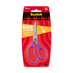 Scotch Tijeras Infantiles 12cm - Acero Inoxidable - Punta Redondeada - Tacto Suave - Aptas para Diestros y Zurdos - Color Morado