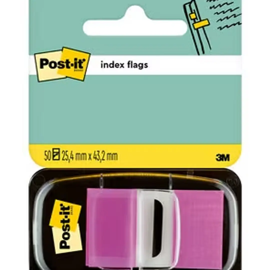 Post-it Index Dispensador con 50 Marcadores Reposicionables 25.4 x 43.2mm - Adherencia Firme - Para Marcar, Señalar o Destacar Informacion - 700014493 1