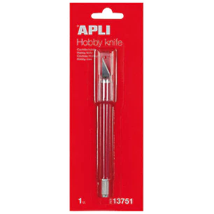 Apli Cuchillo Hobby de Precision - Longitud de la Hoja 3cm - Hoja de Acero Inoxidable - Mango Engomado - Incluye Cuchilla de Repuesto