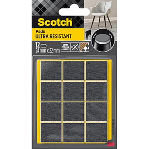 Scotch Pack de 12 Almohadillas de Fieltro Adhesivas - Ultra Resistentes - 24x22mm - Color Blanco/Gris