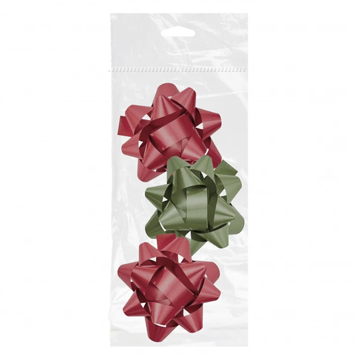 Dohe Chic Pack de 3 Lazos para Regalo - Forma de Estrella - Tamaño 8cm - Colores Rojo y Verde 1