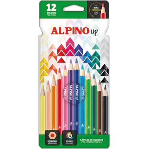 Alpino Up Pack con 12 Lapices de Colores Hexagonales - Mina Premium - Resistente a la Rotura - Colores Surtidos