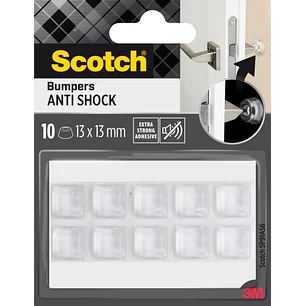 Scotch Pack de 10 Topes Adhesivos para Paredes - Antichoque - 13x13mm - Color Transparente