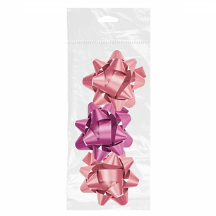 Dohe Chic Pack de 3 Lazos para Regalo - Forma de Estrella - Tamaño 8cm - Color Rosa