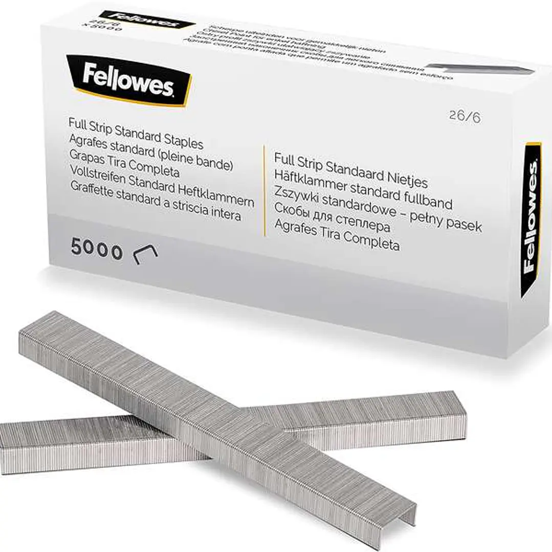 Fellowes Grapas de Carga Completa 26/6 - Capacidad de Grapado Aprox 25 Hojas - Caja de 5000 Grapas 1