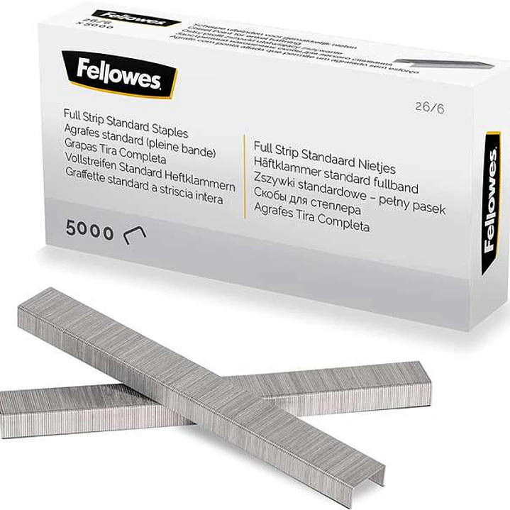Fellowes Grapas de Carga Completa 26/6 - Capacidad de Grapado Aprox 25 Hojas - Caja de 5000 Grapas 1