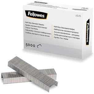 Fellowes Grapas 26/6 Media Carga - Capacidad de Grapado Aprox 25 Hojas - Caja de 5000 Grapas