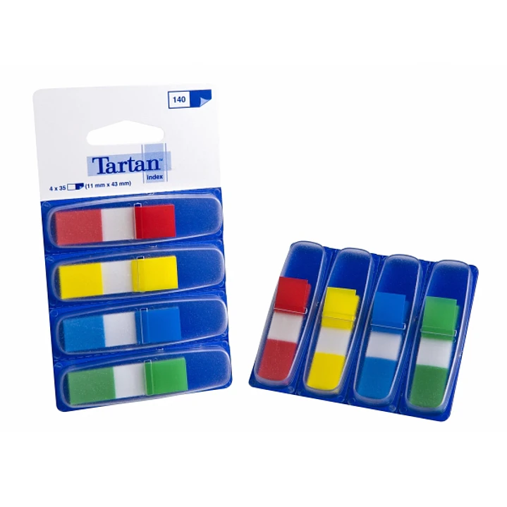 Tartan Pack de 4 Dispensadores de 35 Marcadores Adhesivos Reposicionables - 11x43mm - Colores Surtidos 1