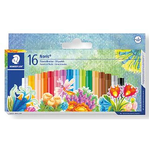 Staedtler Noris 241 Pack de 16 Ceras Blandas - Diametro 8mm - Resistencia a la Rotura - Colores Surtidos