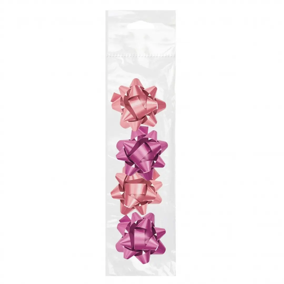 Dohe Chic Pack de 4 Lazos para Regalo - Forma de Estrella - Tamaño 6.5cm - Color Rosa 1