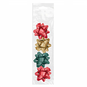 Dohe Chic Pack de 4 Lazos para Regalo - Forma de Estrella - Tamaño 6.5cm - Colores Rojo, Verde y Oro