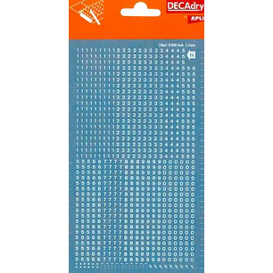Apli Numeros Transferibles - 2.5mm - Facil Aplicacion - Resistentes al Agua - Blancos - 952 Caracteres