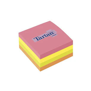Tartan Cubo de 400 Notas Adhesivas Reposicionables - Colores Neon - 76x76mm - 100% PEFC - Colores Surtidos