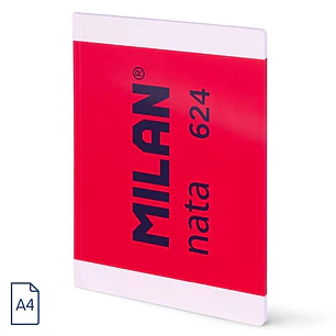 Milan Nata 624 Libreta Encolada Formato A4 Liso - 48 Hojas de 95 gr/m2 - Microperforado - Color Rosa