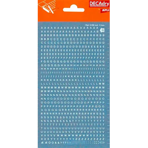 Apli Letras Transferibles Blancas 2.5mm - 730 Caracteres - Facil Aplicacion y Gran Adherencia - Versatil para Diferentes Superficies - Blanco