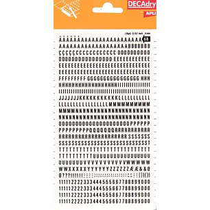 Apli Letras y Numeros Transferibles - 4mm de Tamaño - 792 Caracteres - Faciles de Aplicar y Remover - Negros