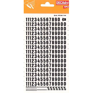Apli Numeros Transferibles - 8mm - Faciles de Aplicar - Resistentes al Agua - Negros