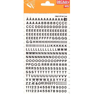 Apli Letras y Numeros Transferibles - 5mm - 339 Caracteres - Negros