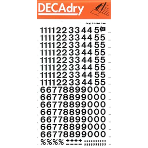 Apli Numeros Transferibles - 8mm - Facil Aplicacion - Negros Intensos - 204 Caracteres - Negro
