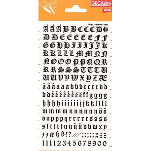 Apli Letras y Numeros Transferibles - 8mm - Facil Aplicacion - Negros Intensos - 199 Caracteres - Negro