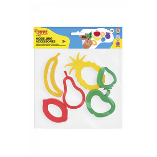 Jovi Modelling Accessories Bolsa Colgable con 6 Moldes de Corte Frutas - Moldes de Plastico para Plastilina - Formas de Fruta - Color Surtido