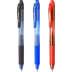 Pentel EnerGel X Pack de 3 Boligrafos de Bola Retractiles Tinta Gel - Punta 0.7mm - Trazo 0.35mm - Recargable - Grip de Agarre - 50% de Materiales Rec