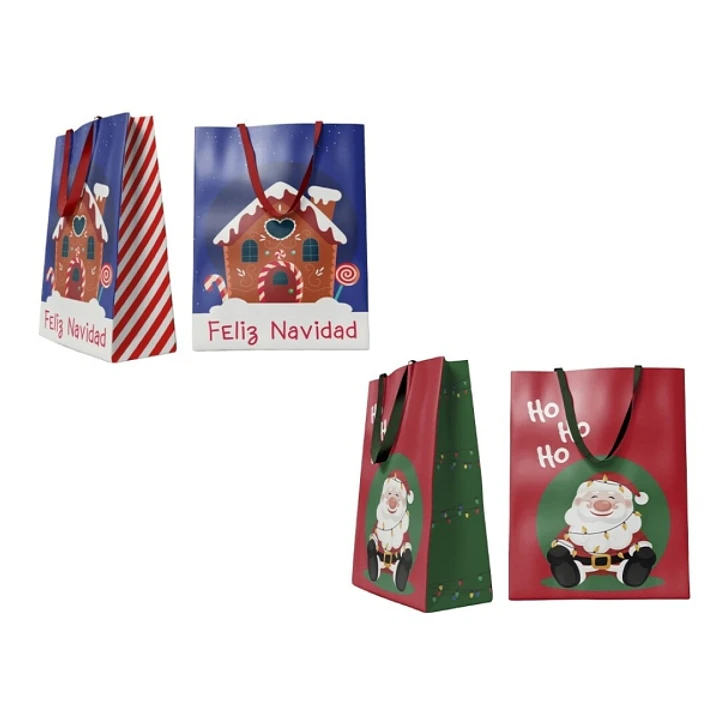 Bismark Bolsa de Papel Navidad Jumbo - Tarjeta para Personalizar - 2 Diseños Diferentes Aleatorios 1