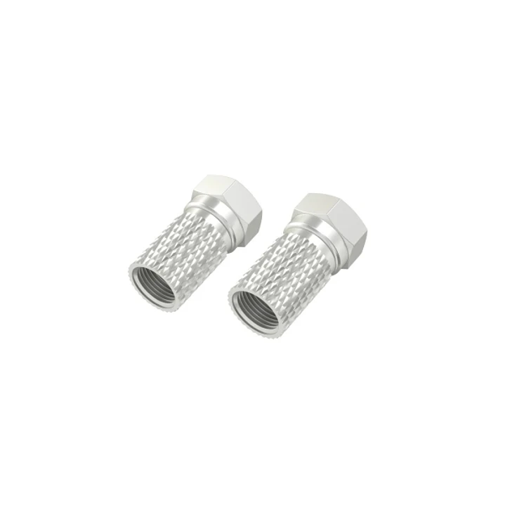 Hama Essential Pack de 2 Conectores F Macho - Cables hasta de 5.5mm - Fijacion con Tornillo - Color Plata 1