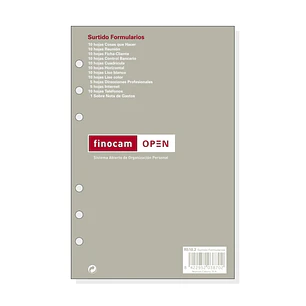 Finocam R510.2C Formularios Surtidos de Recambio para Agendas Open en Catalan - Formato 500 - 117x9x181mm - Color Surtidos