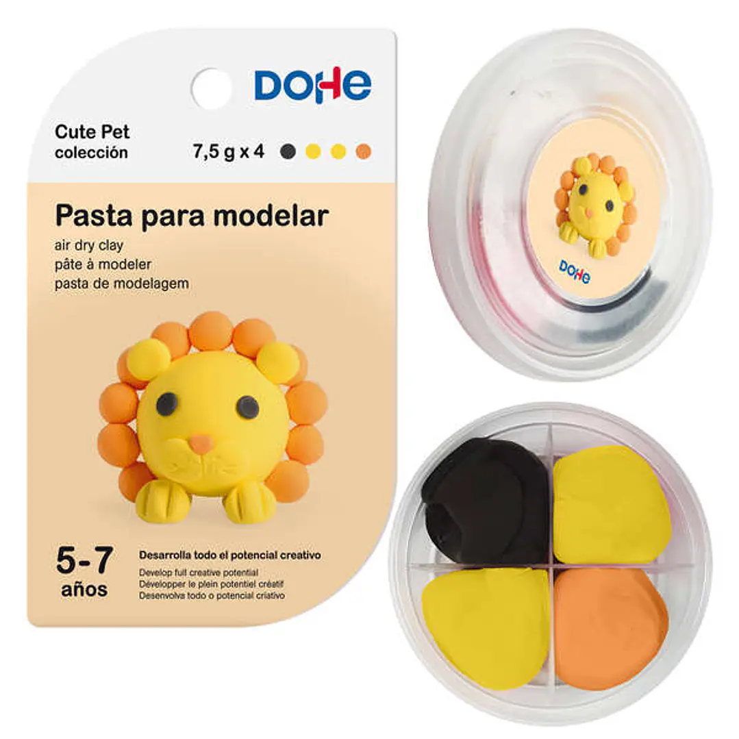 Dohe Coleccion Cute Pet Pasta para Modelar Leon - Ligera y Flexible - Apto para Niños de 5 a 7 Años 1