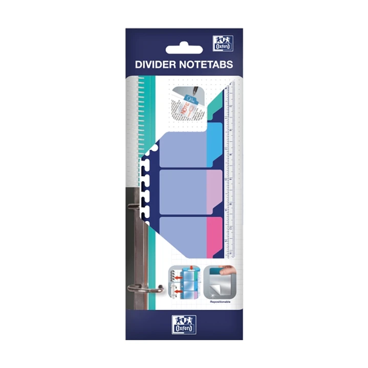 Oxford Regla con Indices Adhesivos Removibles - Marcadores Reposicionables Translucidos en Tonos Pastel - Compatibilidad Multiple - Marcapaginas - Col 1
