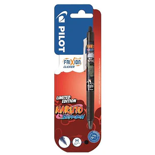 Pilot Frixion Clicker Naruto Shippuden Boligrafo de Gel Retractil Borrable - Punta de Bola 0.7mm - Trazo 0.4mm - Grip de Agarre - Color Negro