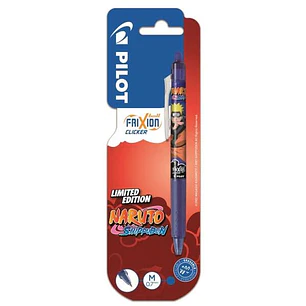Pilot Frixion Clicker Naruto Shippuden Boligrafo de Gel Retractil Borrable - Punta de Bola 0.7mm - Trazo 0.4mm - Grip de Agarre - Color Azul