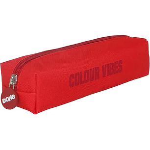 Dohe Colour Vibes Portatodo Cuadrado - Cierre con Cremallera y Tirador de Goma - Color Rojo