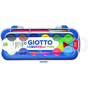 Giotto Pack de 12 Acuarelas Mini 23mm. - Colores Luminosos - Evita la Dispersion del Agua