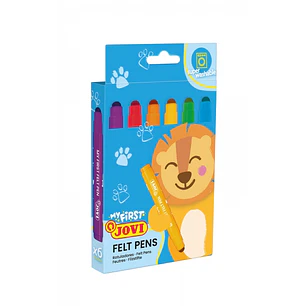 Jovi My First Felt Pen Estuche de 6 Rotuladores - Tinta Super Lavable - Tamaño Ideal para Manos Pequeñas - Punta Antihundimiento - Trazo Constante - C