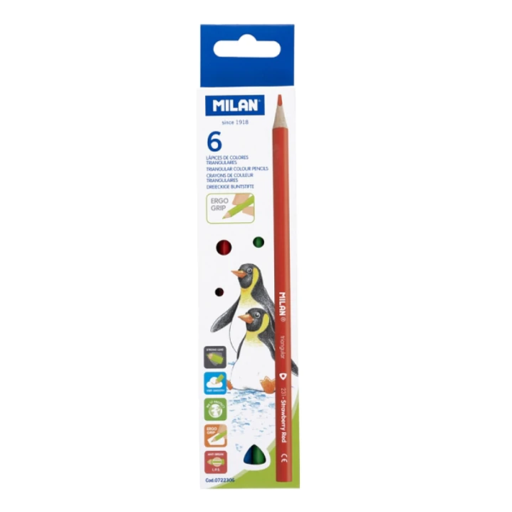 Milan Pack de 6 Lapices de Colores - Triangulares - Colores Surtidos 1