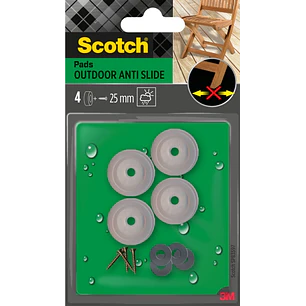 Scotch Pack de 4 Almohadillas Antideslizantes para Artornillar - Uso en Exterior - 25mm - Color Transparente