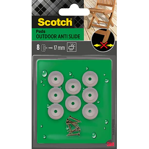 Scotch Pack de 8 Almohadillas Antideslizantes para Artornillar - Diametro 17mm - Uso en Exterior - Color Transparente