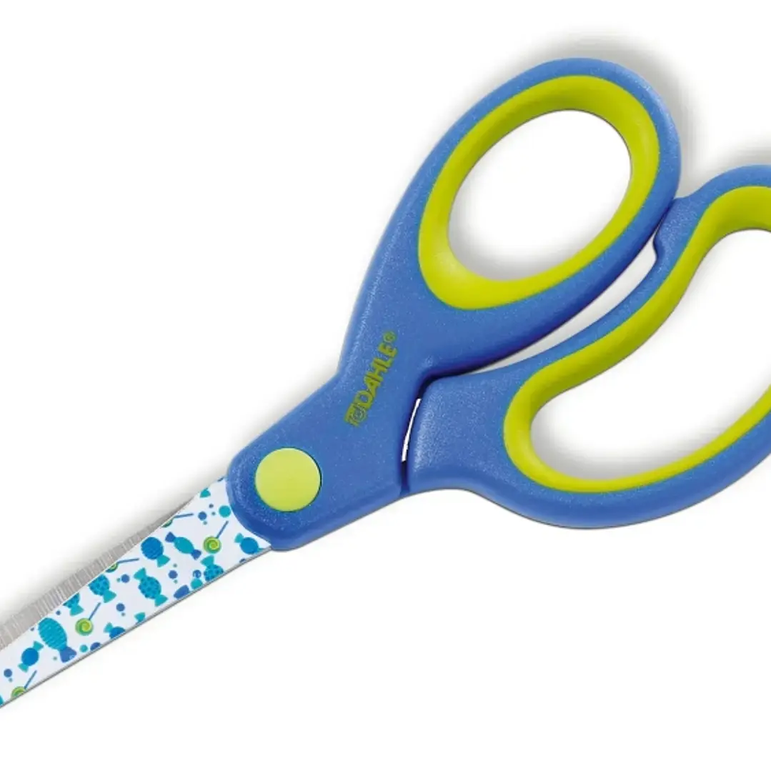 Dahle 54661 Kids Tijeras Infantiles 13cm - Puntas Redondeadas - Acero Inoxidable - Mangos Ergonomicos Recubiertos de Goma - Color Azul/Verde 1